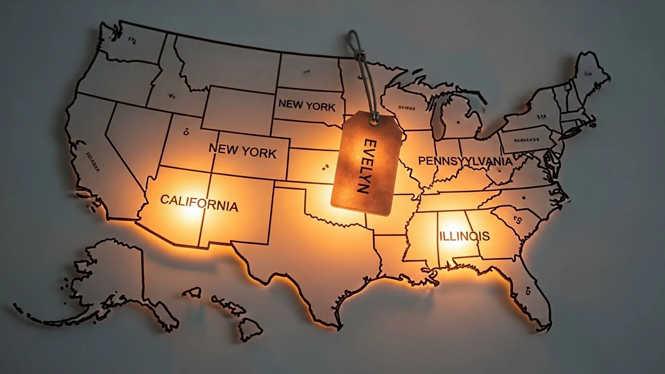 Evelyn popularity in usa states