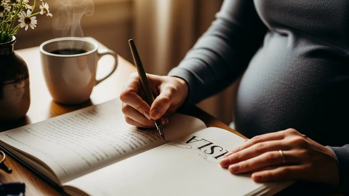 mom write isla name on note book