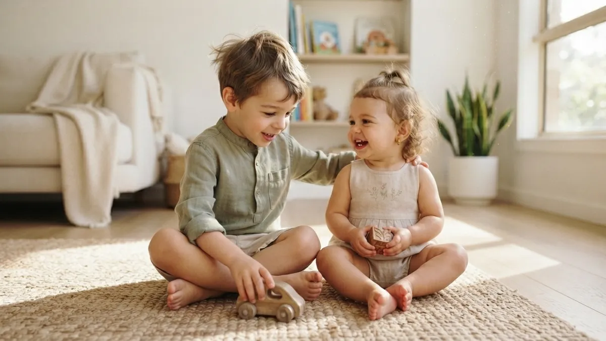 Toddlers Playing With Wooden Toys