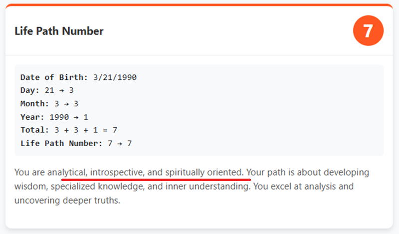Life Path Number calculation