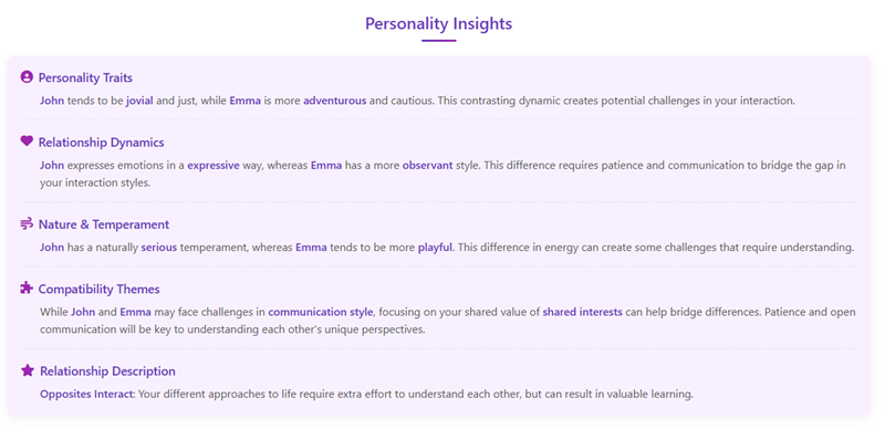 Name Love Calculator Numerology report